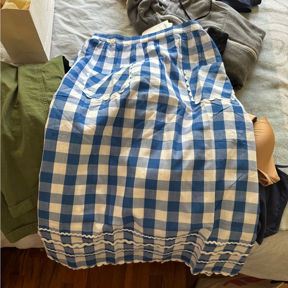 PINK CITY PRINTS RIC RAC GINGHAM MIDI SKIRT - LARGE - Picture 5 of 5